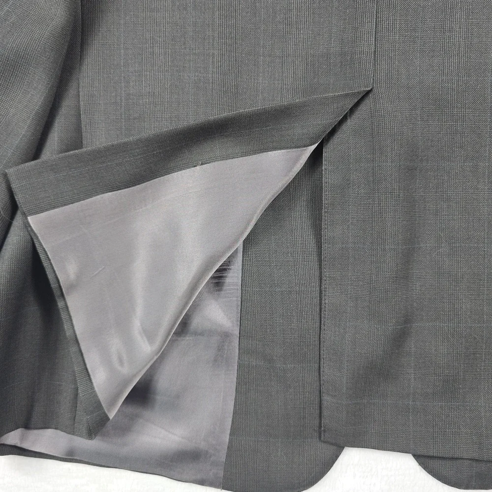Polo Ralph Lauren Vintage 46R Gray Plaid Suit Jacket Sport Coat Blazer USA‎ Made